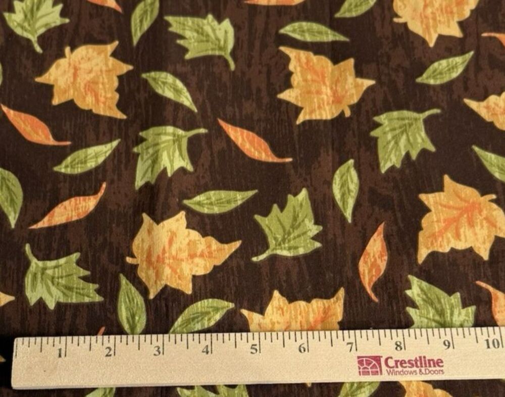 Autumn Leaves Fabric Brown Tree Bark Fall Quilting Cotton Sewing Orange BTY